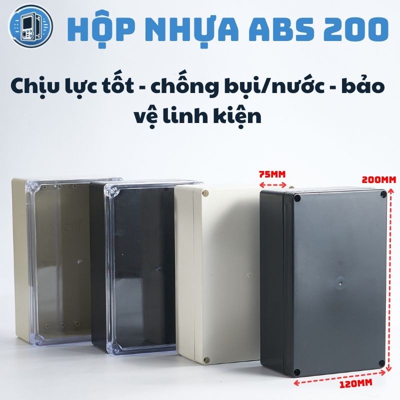 Hộp Nhựa ABS 200x120x75mm (Chịu Lực, Chống Nước, Chống Bụi) - Aicado
