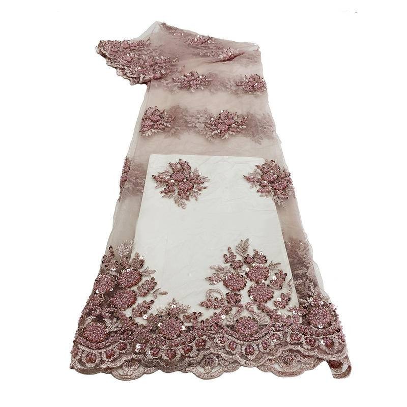 130cm * 1yard Vải thêu hoa hạt ống thêu vải lưới