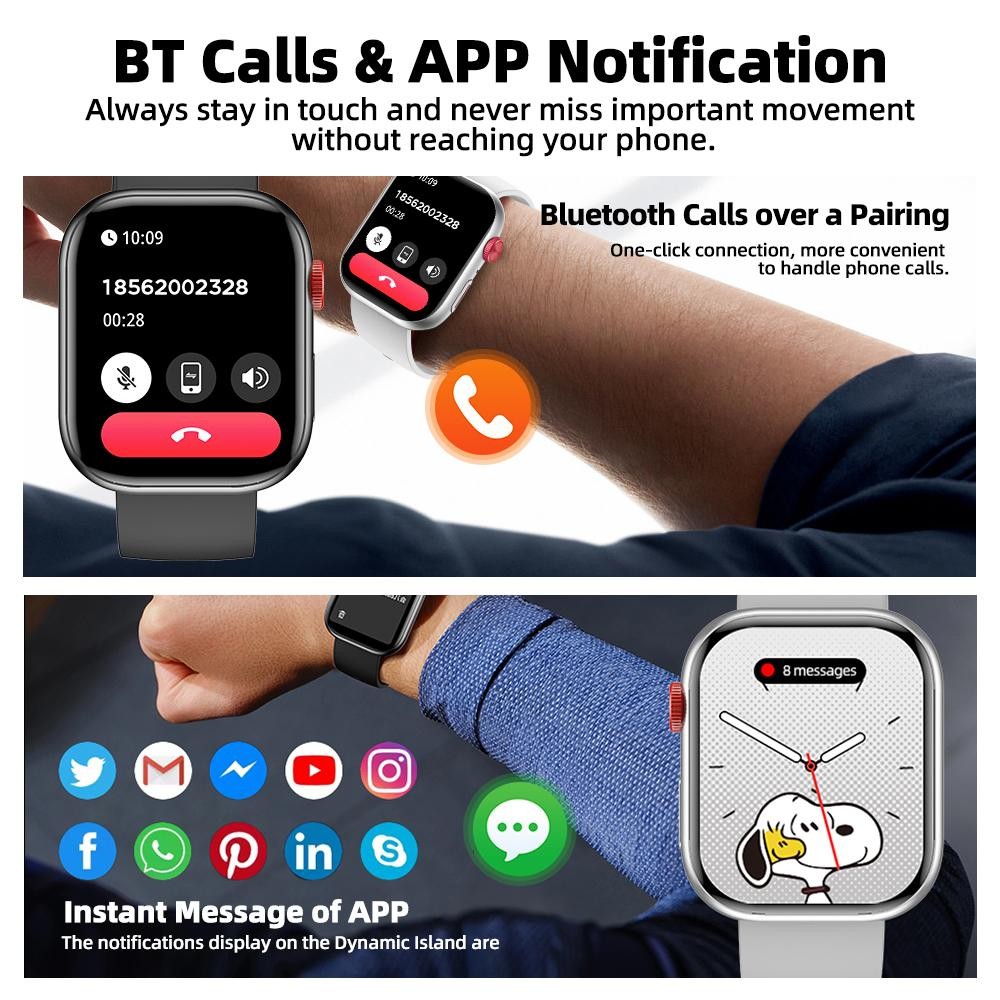 GOOJODOQ Đồng hồ thông minh  HD 2.01 Gọi Bluetooth trên 100 chế độ thể thao, Giám sát sức khỏe, hạ cánh năng động, chống nước IP67 | BigBuy360 - bigbuy360.vn