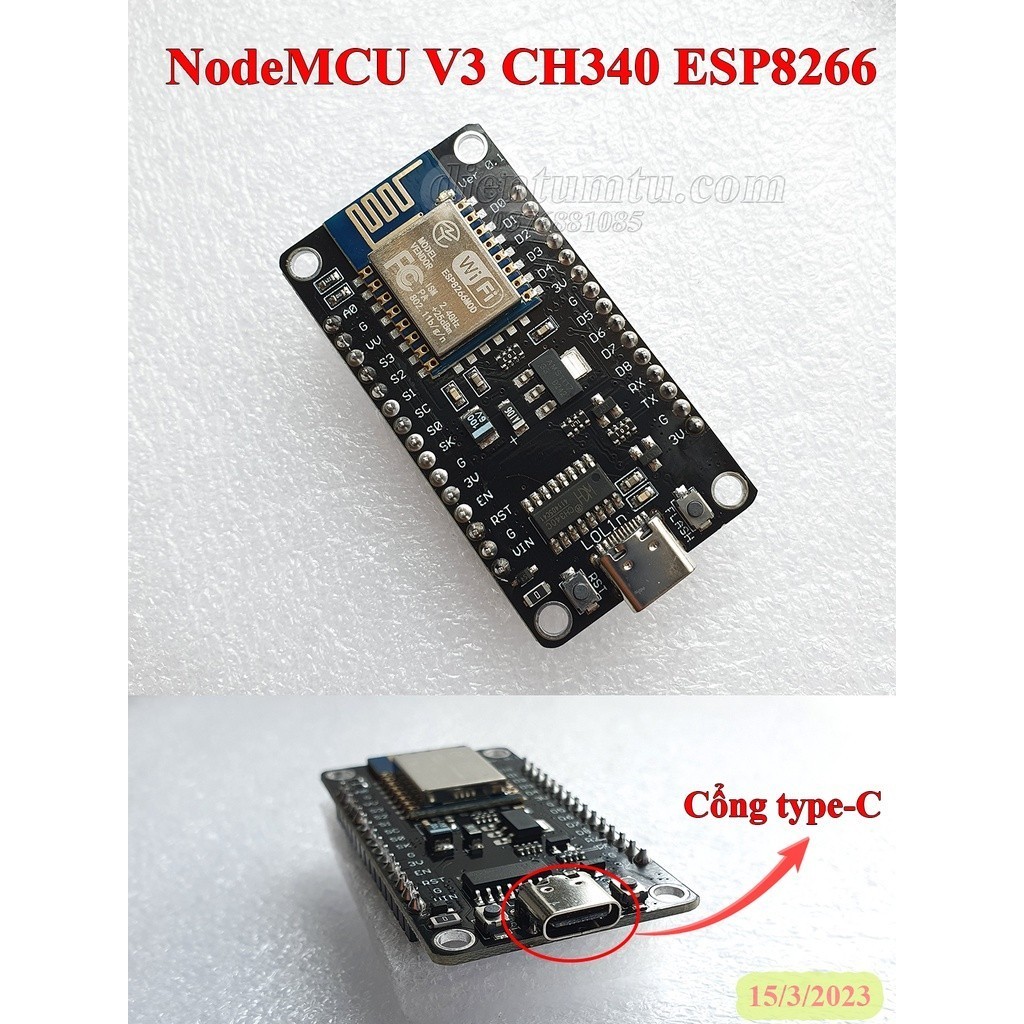 NodeMCU V3 CH340 - Kit Thu Phát WiFi ESP8266  - Cổng Type-C