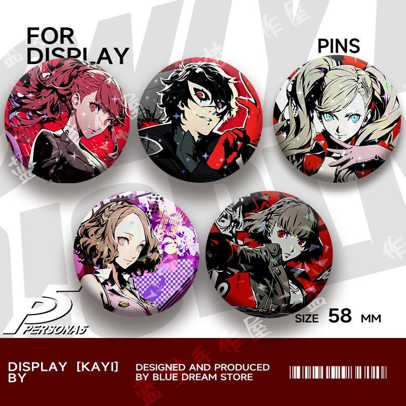Anime Persona 5 Joker Mokoto Sakura Amamiy Ren Huy Hiệu Nút Cài Áo Cosplay Bộ Sưu Tập Đồ Chơi Túi Tr