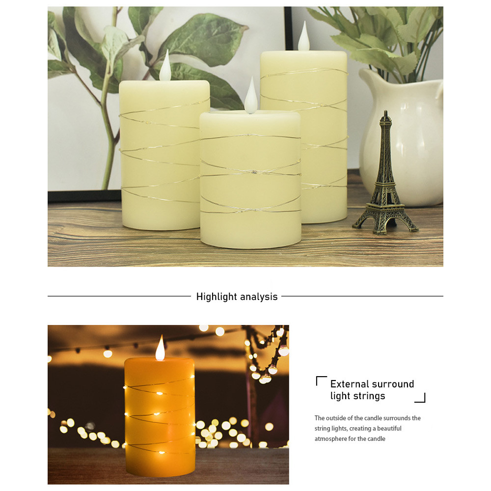 Led Candle Light Flameless Pillar Candle 3D Wick Candle with Star Light Halloween Decorations Christ