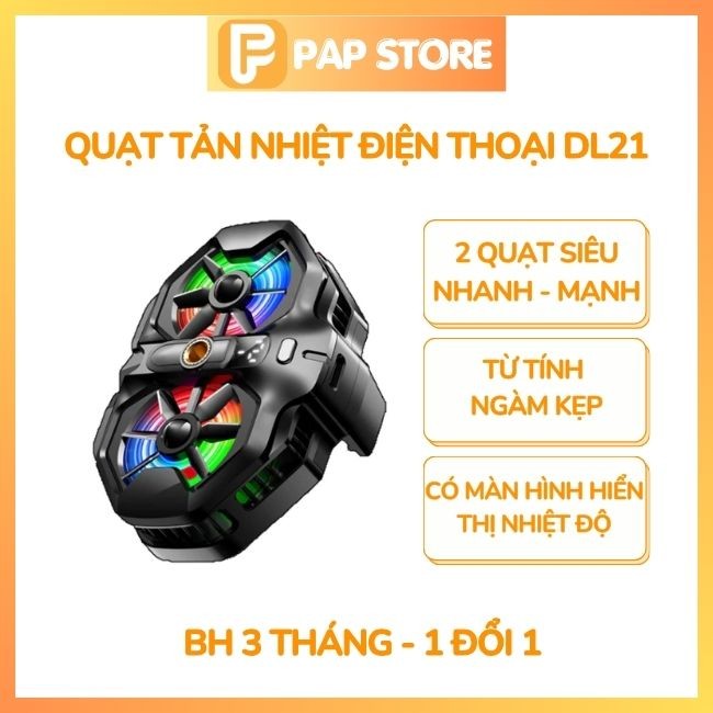 Sò Lạnh DL21 - Quạt Tản Nhiệt Điện Thoại + Led RGB, Màn Hình Hiển Thị Nhiệt Độ - BH 3 Tháng 1 Đổi 1 