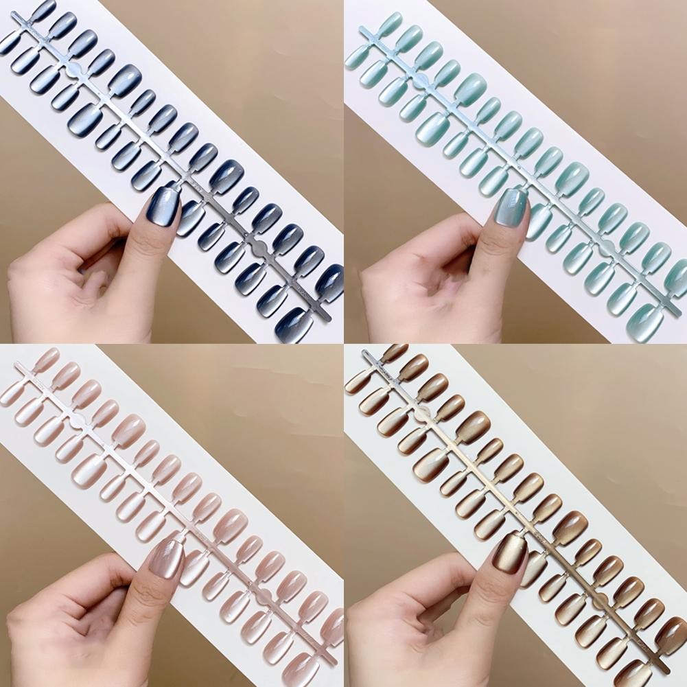 30 Chiếc Mắt Mèo Giả Móng Tay Sáng Mắt Mèo Series Đeo Giả Viên Nhân Tạo Móng Tay Nghệ Thuật