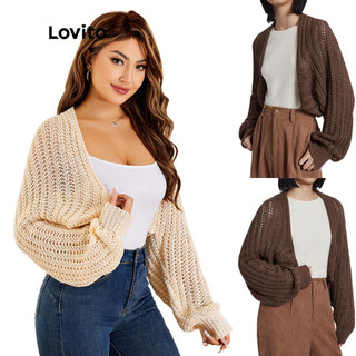 Lovito Áo Khoác Tay Dơi Trơn ThườNg Cardigans L22LD113 (Hoa Mai)