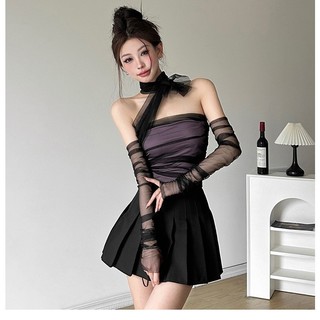 Kliou Mùa Hè Mới Tay Lưới Thời Trang Khăn Lụa Dây Đeo Váy Eo
