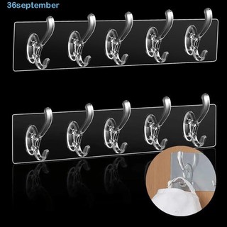 Giá treo đồ 1/ 3/ 5/ 6 móc bằng PVC trong suốt không để lại dấu vết dành cho phòng tắm nhà bếp phòng ngủ
