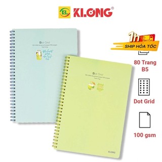 Vở Klong B5 80 trang Dot grid lò xo kép MS 577 [Chọn Màu] bìa nhựa VPPKLONG, cuốn tập sổ Klong