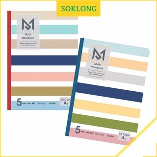 Sổ may dán gáy Caro 5x5 A4 Math Notebook 120 trang Klong MS 987 VPPKLONG