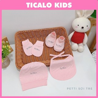 [HI! MOM] Set Mũ Yếm Bao Chân Bao Tay Cho Bé Sơ Sinh - Chất Petit Mềm Mại - Nhiều Màu Sắc