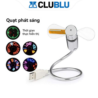 -CLUBLU- Quạt Led USB Đèn RGB / Đồng Hồ / DIY Quạt Mini Lập Trình Cho PC Laptop Để Bàn Siêu Bền