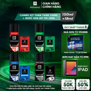 Combo Xịt toàn thân Romano 150ml + Nước hoa bỏ túi 18ml