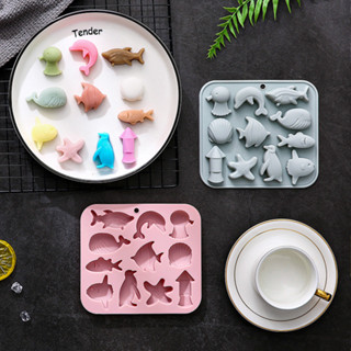 11 Khoang Sinh Vật Biển Mô Hình Khuôn Silicon Chim Cánh Cụt Cá Heo Cá Mập Sao Biển Khuôn Socola Kẹo Mềm Khay Đá Bánh Khuôn Nướng Bánh