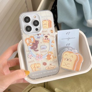 Ốp Lưng Cứng Tương Thích Với iPhone 12 12Pro 12ProMax 13 13Pro 13ProMax 14 14Pro 14ProMax 15 15Pro 15ProMax Bánh Mì Nướng Bánh Mì Mèo Họa Tiết Nam Châm