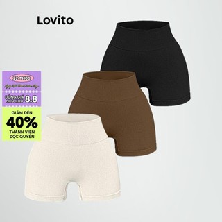 Quần legging Lovito họa tiết sọc cơ bản phong cách thể thao cho nữ LNE51444