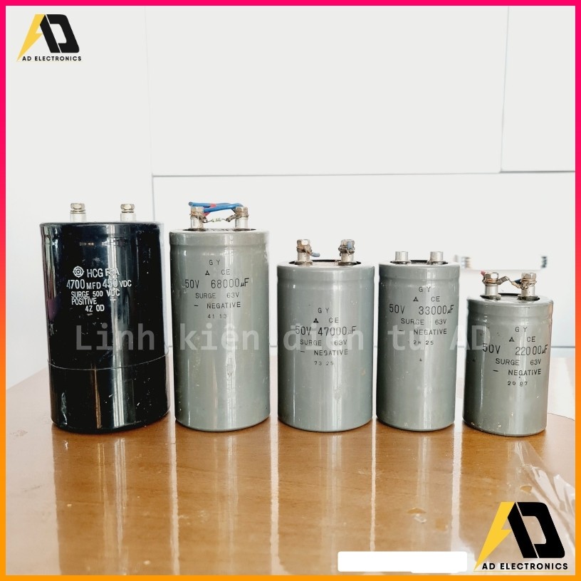 Tụ điện nguồn 50V 22000uf 33000uf 47000uf 68000uf tụ nguồn SURGE POSITIVE tháo máy ( Giá 1 cái )