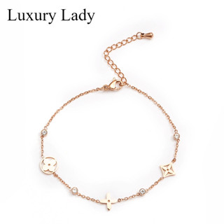 Siêu Nhấp Nháy Tinh Tế May Mắn Bốn Lá Cỏ Ba Lá Kẻ Sọc Zircon Mạ Vàng 18k Vòng Tay Nữ Tính Khí Thép Không Gỉ