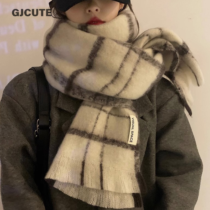 Gjcute Khăn Choàng Cổ Nữ Khăn Len Choàng Cổ Nam Nữ Thời Trang Chất Len Dày Ấm Áp Dài#WSZ65121