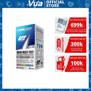 Viên uống GAT Sport - Men's Multi + Test (60 viên) - Hỗ trợ sức khỏe tổng quát cho nam giới, Chính Hãng