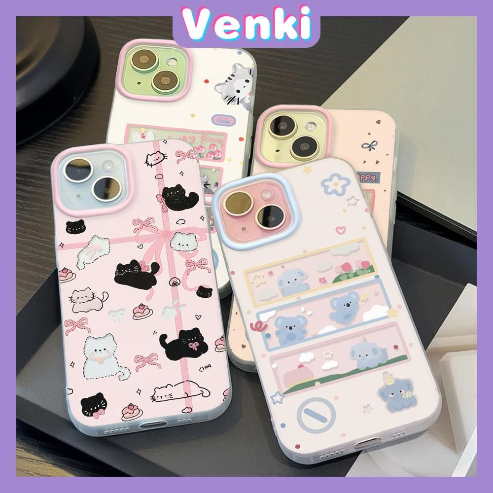 Venki - Ốp lưng trong suốt chống vân tay cho iPhone16 11 Pro Max iPhone TPU mềm Động vật hoạt hình dễ thương đầy màu sắc xinh đẹp Compatible With iPhone15 14 13 12 Pro max XS XR 7 8 Plus