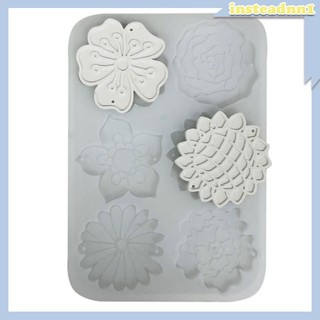 Inste Trang Sức Silicon Khuôn 6 Trong 1 Mặt Dây Chuyền Hoa Silicon Khuôn Có Lỗ Treo Cho Móc Khóa Dây Chuyền Mặt Dây Chuyền Nghệ Thuật