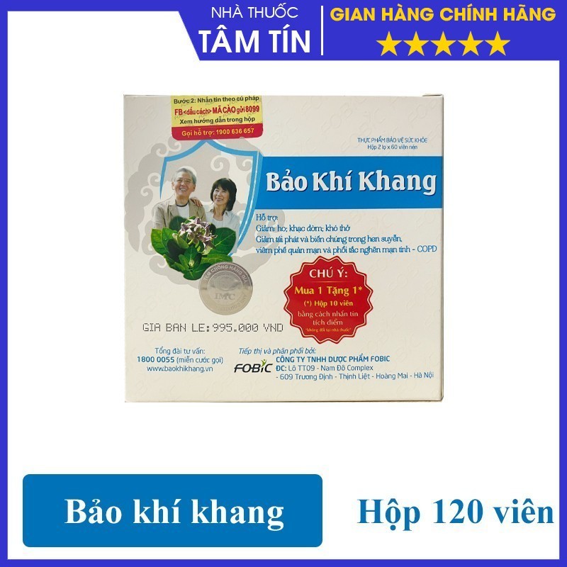 Bảo khí khang - Tăng cường sức khỏe hô hấp - Hộp to 120 viên 