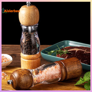 Aislerbee Có Thể Nhìn Thấy Máy Xay Tiêu Có Thể Tháo Rời Niêm Phong Tốt Hướng Dẫn Sử Dụng Gỗ Nhà Bếp Muối Biển Bảo Quản Chai Gia Vị Cho Cắm Trại