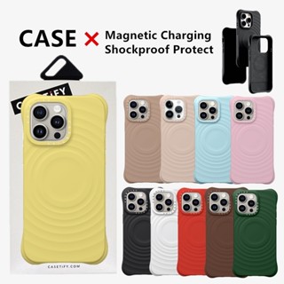 Casetifg Ripple Case Vỏ Điện Thoại Sạc Từ Tính Chất Lượng Cao Có Hộp Cho iPhone 16 13 14 15 Pro Max 16Plus Sóng Nhiều Màu Sắc Silicon Matte Chống Vân Tay Vỏ Chống Sốc