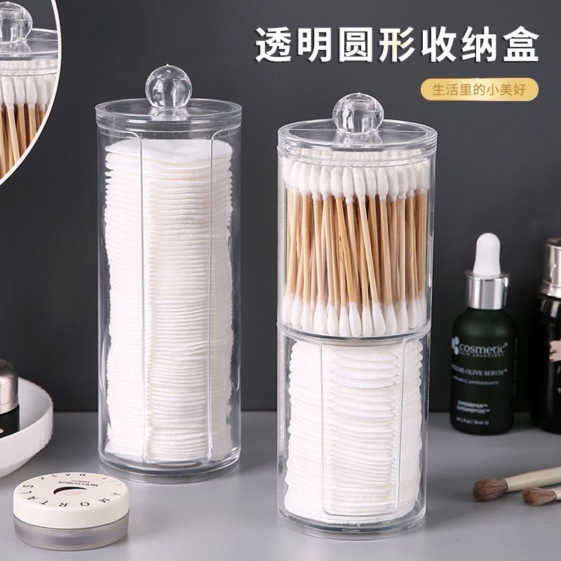 Hôp đựng tăm bông, bông tẩy trang có nắp đậy bằng acrylic trong suốt