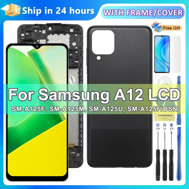 6.5 "Cho AMOLED Cho Samsung A12 A125 Màn Hình LCD Bộ Số Hóa Màn Hình Cảm Ứng Cho Samsung A12 SM-A12F