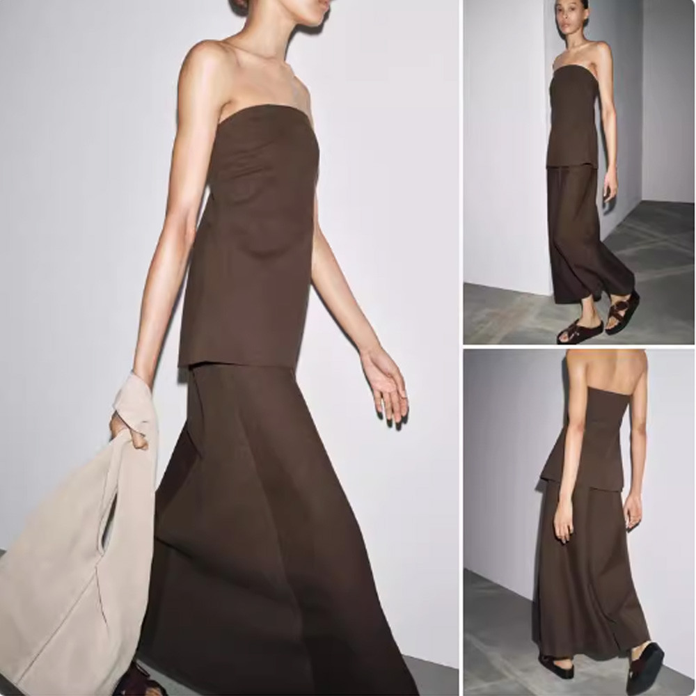 ZARA2025 Đầm Dài Phong Cách Mỹ, Thích Hợp Mùa Hè