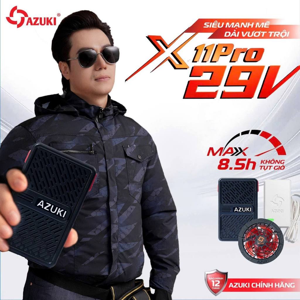Áo Điều Hòa AZUKI X11 Pro Chính Hãng 2025 - Quạt Mạnh 29V, Pin 30.000mAh, Chống Nước, Sạc Nhanh