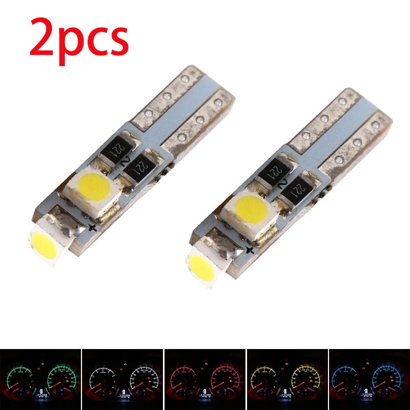2 Bóng Đèn LED Ô Tô Tự Động W2 X 4.6d T5 1210 3 SMD Trắng / Xanh Pha Lê 12V 3528 Bảng Điều Khiển Dụn