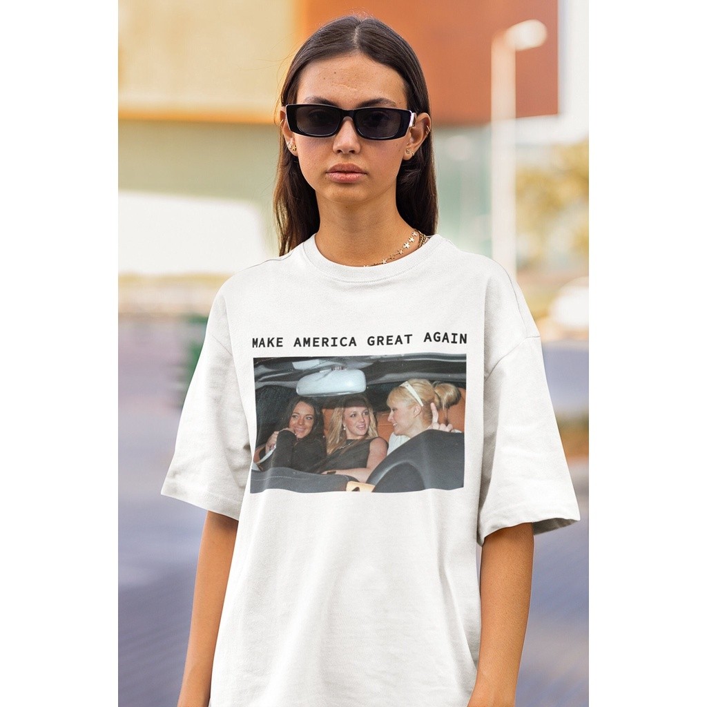 Làm cho nước Mỹ vĩ đại trở lại Áo thun Cotton Britney Spears Mean Girls Funny From Paris Hilton