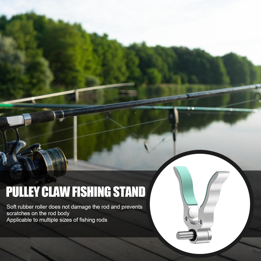 Pole Holder For Bank Fishing Aluminum Alloy Fishing Pole Support Rack Pulley Type Fishing Gear Suppl