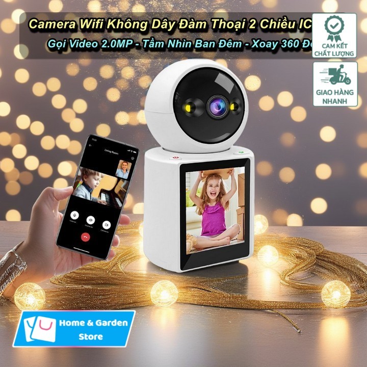 [HCM] - Camera Đàm Thoại 2 Chiều ICSEE Gọi Video 2.0MP, Tầm Nhìn Ban Đêm, Xoay 360 Độ - Home & Garde