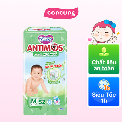 Tã quần Bobby Antimos Xua Muỗi size M 52 miếng - concung