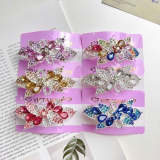  Kẹp tóc đính đá pha lê lấp lánh hình hoa sang trọng phụ kiện cài tóc dự tiệc cưới dạ hội cho nữ 