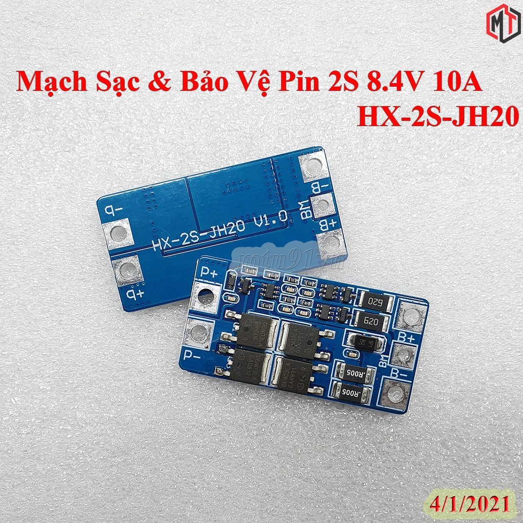 Mạch Sạc Pin Lithium 18650 2 cell HX-2S-JH20 - Sạc Cân Bằng và Bảo Vệ Pin 2s 8.4v 10A