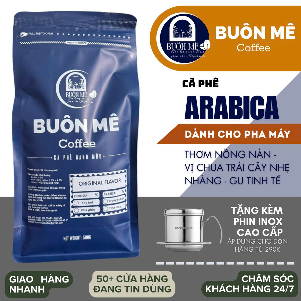 Cà Phê Rang Mộc Arabica Dark Roast 500g - Pha Phin & Pha Máy - BUÔN MÊ coffee