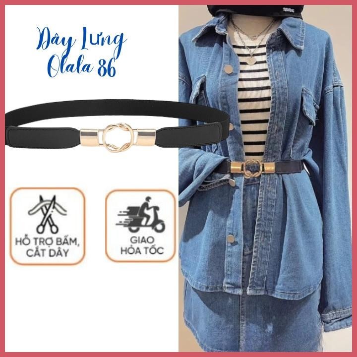 Đai váy thun co giãn, dây nịt mặt XOẮN nịt áo, váy, quần, Blazer,dây lưng mặt vàng phong cách Hàn Qu