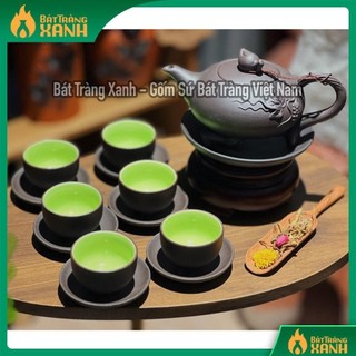 Ấm chén uống trà bát tràng, bộ ấm chén 3 chân gốm sứ tử sa bát tràng cao cấp