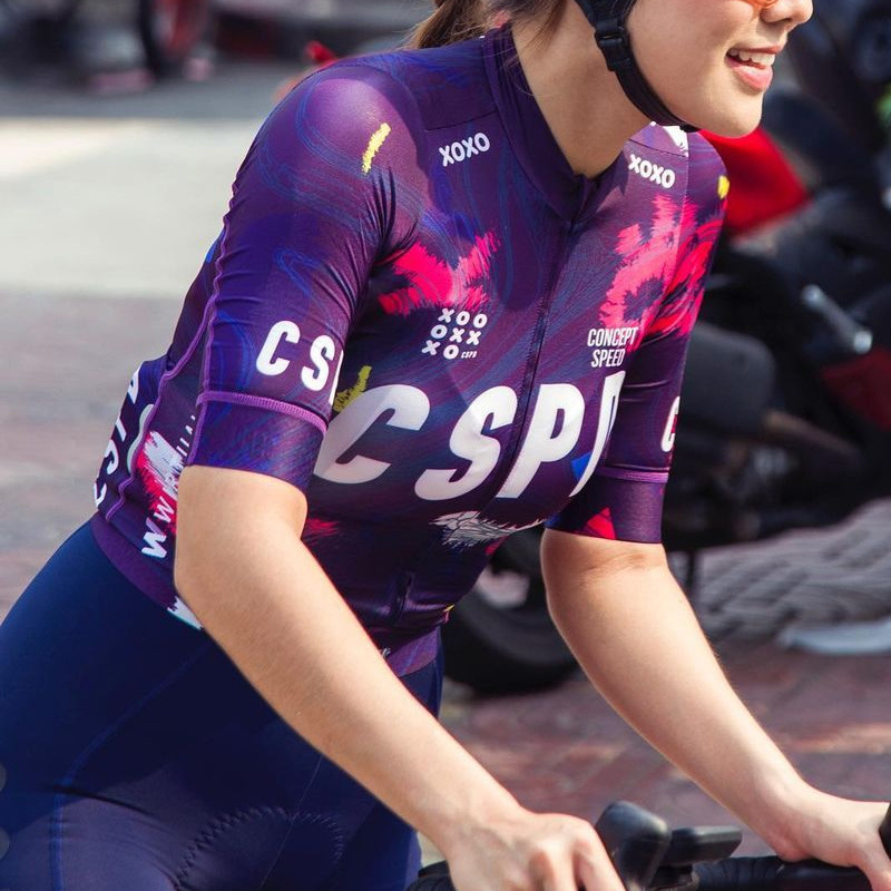 Cspd Áo đi xe đạp ngắn tay dành cho nữ Quần áo đi xe đạp khô nhanh thoáng khí