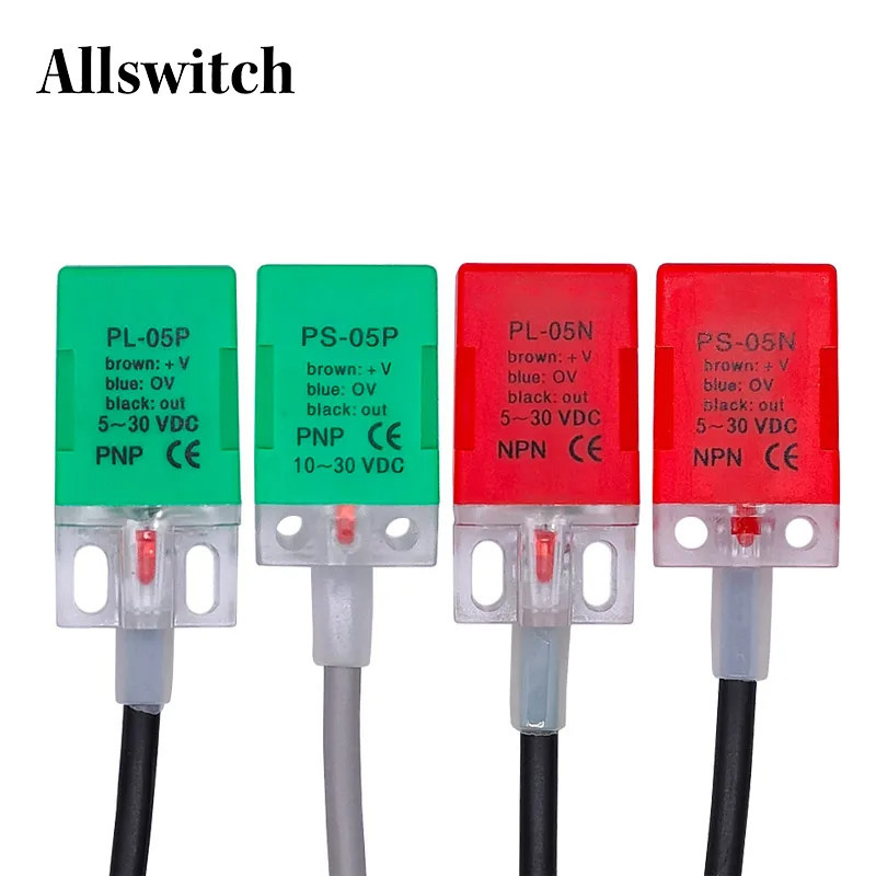 Công tắc tiệm cận cảm ứng PL-05N PL-05P PS-05N Cảm biến nhựa vuông PS-05P 5mm PNP NPN NO 5-30VDC