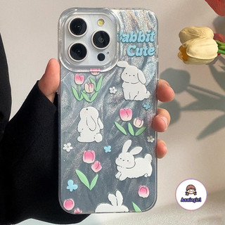Ốp Điện Thoại Sợi Lông Thỏ Tulip Dễ Thương Cho Iphone 15 14 Pro Max 11 12 13 Plus XR XS 7Plus 8Plus Ốp lưng Cứng Chống Sốc