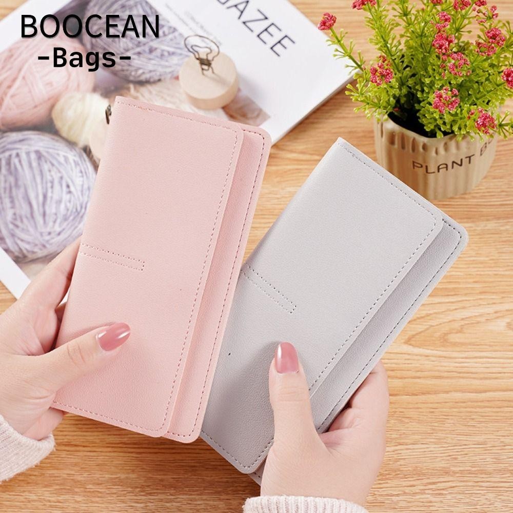 BOOCEAN Ví đựng tiền xu, Thẻ đựng tiền nhiều thẻ, Hộp đựng thẻ da PU chống nước đơn giản
