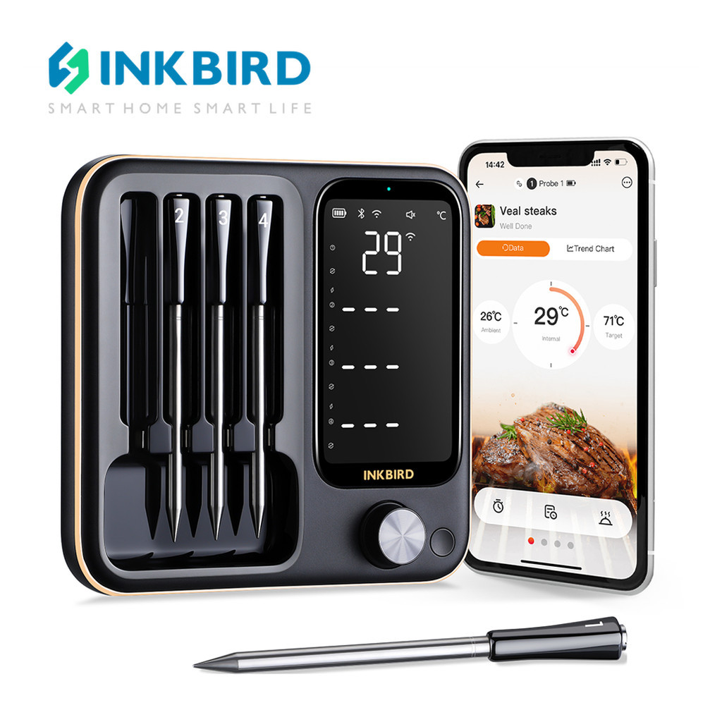 Inkbird INT-14-BW Nhiệt kế thực phẩm thịt không dây 4 chế độ WiFi Nhiệt kế BBQ Bluetooth cho nhà bếp