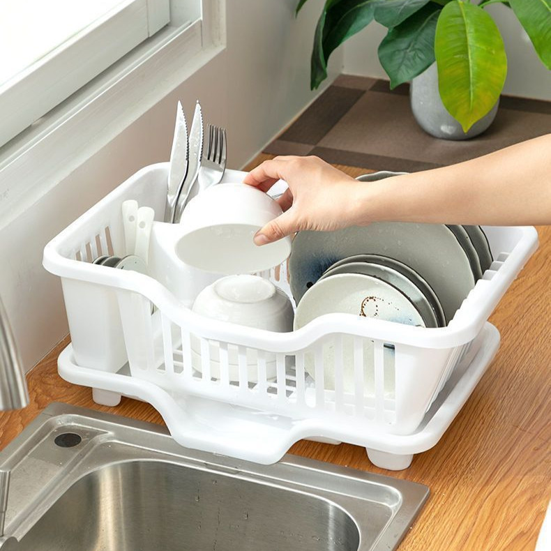 Kệ rổ úp chén bát nhiều ngăn đa năng có khay để đũa muỗng thông minh mẫu mới - Khay úp chén dĩa bát có rãnh thoát nước