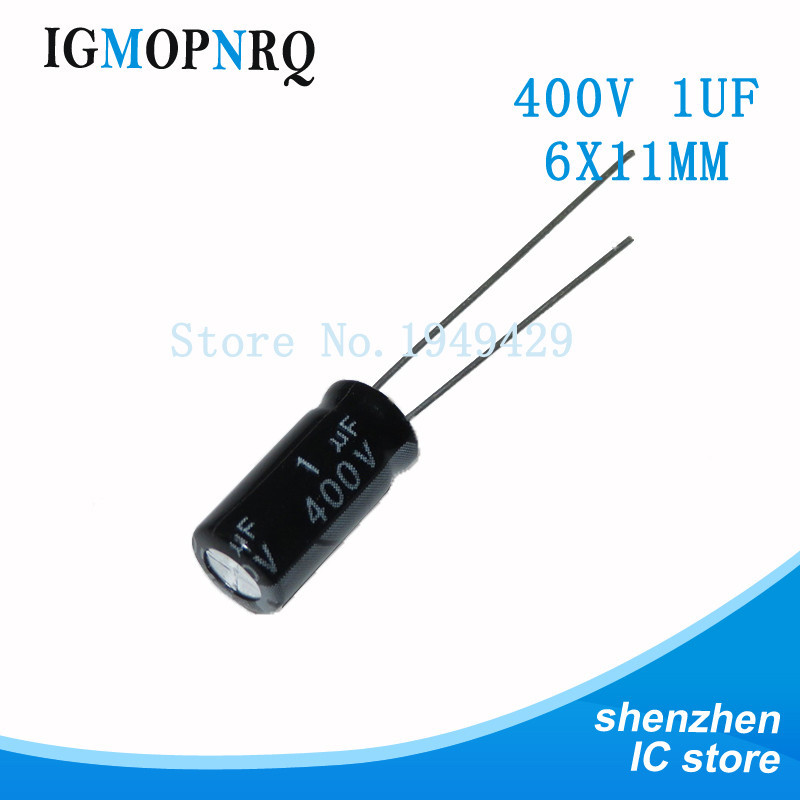 Bộ 50 400V1UF 6 * 11MM 1UF 400V 6 * 11 tụ điện điện phân nhôm mới