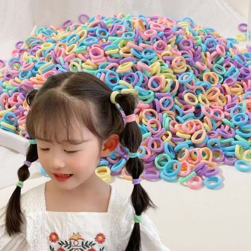 300 Chiếc Dây Buộc Tóc Cho Bé, Dây Buộc Tóc Cotton Tập Đi Cho Bé Gái Và Trẻ Em Liền Mạch Nhỏ Nhiều M